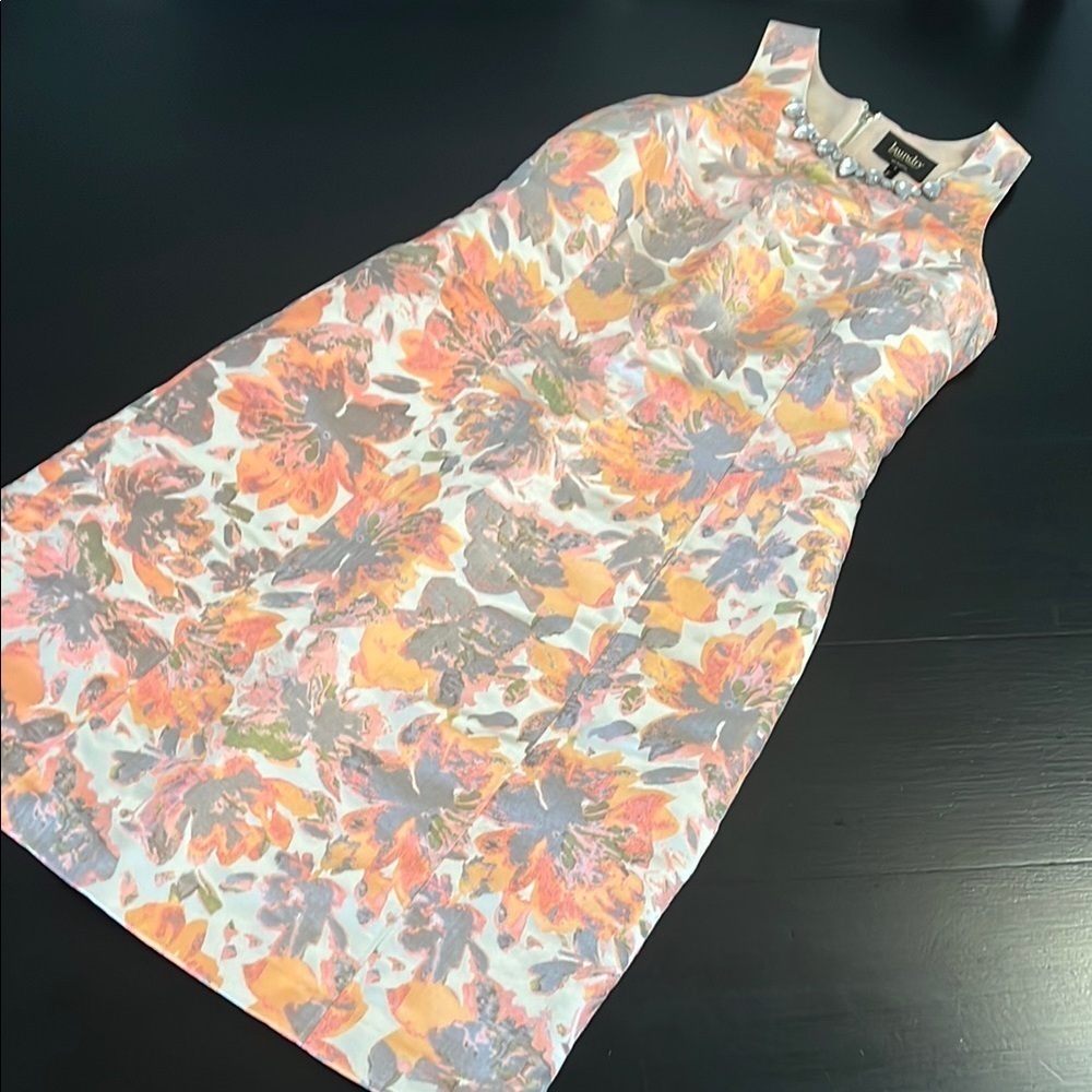 Laundry‎ By Shelli Segal Floral Sleeveless Brocade Embellished Sheath Dress 4